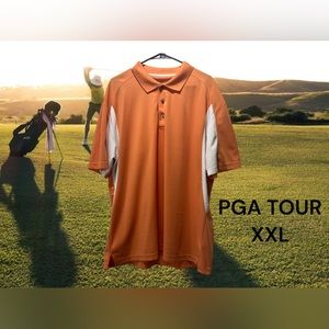 PGA TOUR, XXL,ORANGE/WHITE, PULL-OVER POLO